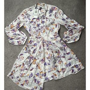 New Zadig & Voltaire Women's XS Rivage Jac Cut Flowers Silk Blend Coquette Dress